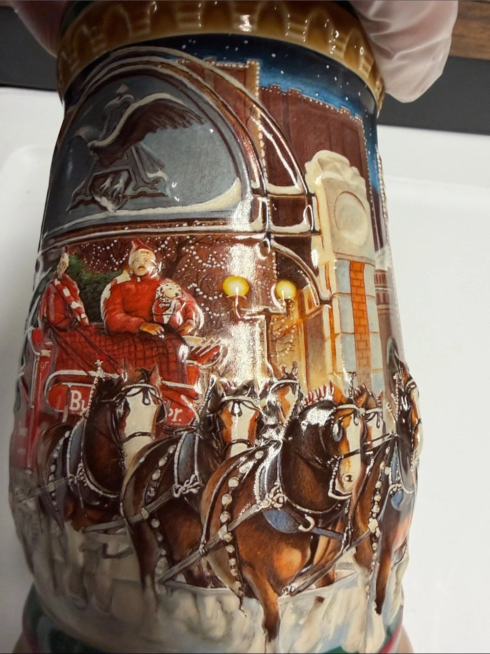 Home for the holidays 1997 Budweiser holiday Stein Budweiser horses 3-D